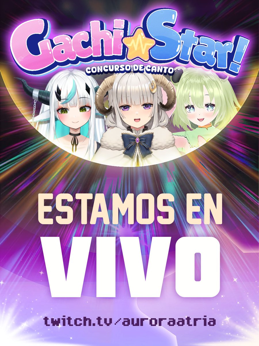 GachiZai's tweet image. 🎵𝗚𝗮𝗰𝗵𝗶 𝗦𝘁𝗮𝗿!🎤
¡Ya estamos en vivo con la segunda ronda de Gachi Star! ¡Las semifinalistas competirán entre sí y solo 5 chicas pasarán a la ronda final! 
¡Ven a apoyar a tu oshi sobre el escenario!🎊

🛑 Estamos en vivo aquí: twitch.tv/auroraatria
#GachiStar