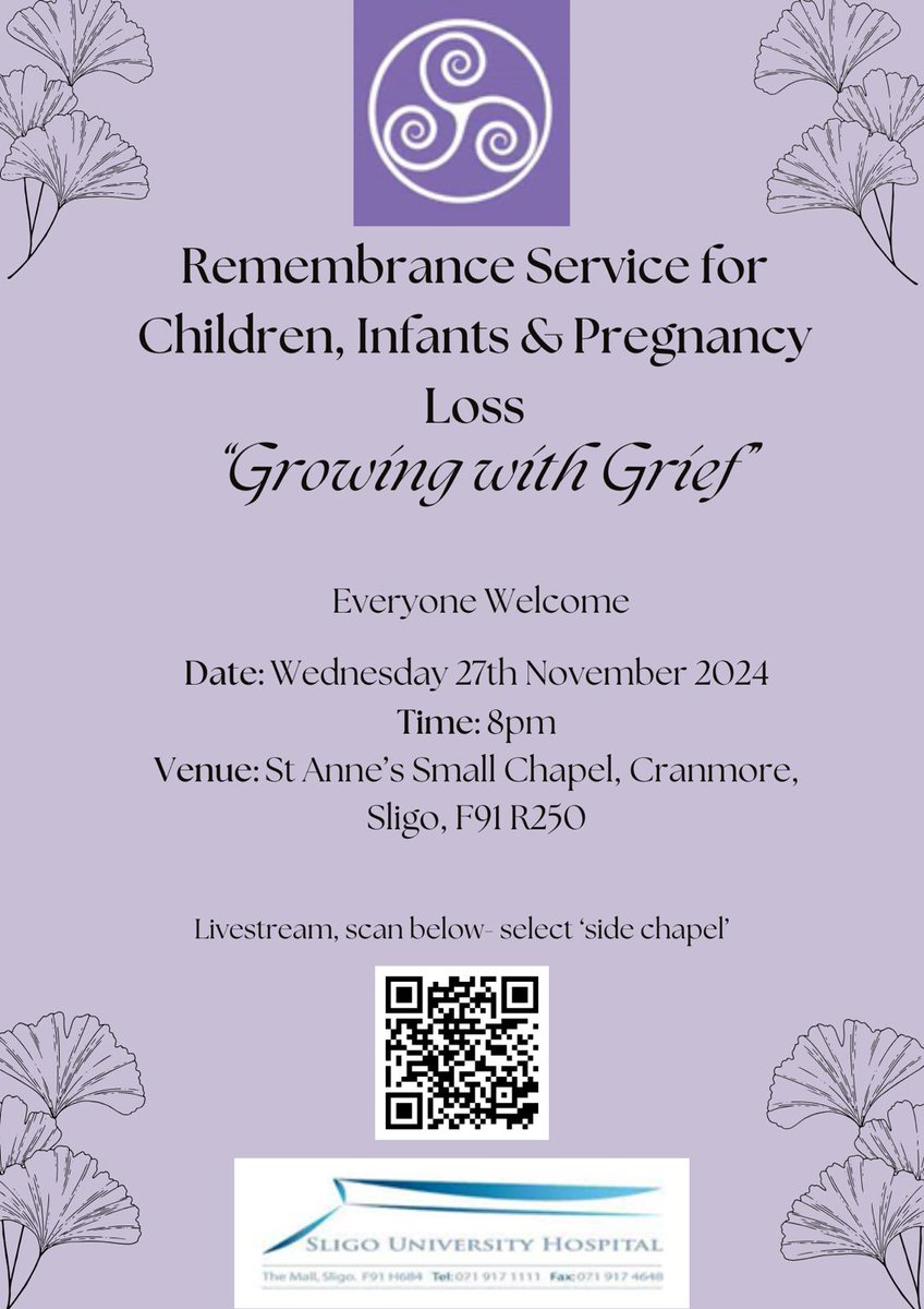 Gràinne McSteen (@grainnemcsteen) on Twitter photo #SligoUniversityHospital invites you to come together in a supportive community to remember and reflect at our annual remembrance service for Pregnancy, Infant and Child Loss. #GrowingWithGrief #teamSUH #PregnancyAndInfantLoss <a href="/julianahenry76/">Juliana Henry</a> @Mariawh31980825 <a href="/GeorginaKilcoy3/">Georgina Kilcoyne</a> #SligoUniversityHospital invites you to come together in a supportive community to remember and reflect at our annual remembrance service for Pregnancy, Infant and Child Loss. #GrowingWithGrief #teamSUH #PregnancyAndInfantLoss <a href="/julianahenry76/">Juliana Henry</a> @Mariawh31980825 <a href="/GeorginaKilcoy3/">Georgina Kilcoyne</a>