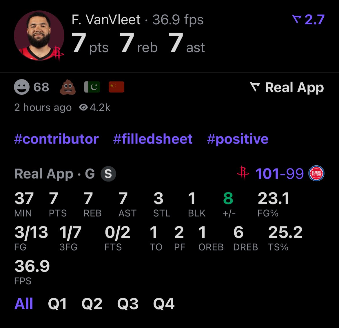 DedicationHoops's tweet image. bro went into detroit and shot 3/13 to show love to the city 😭