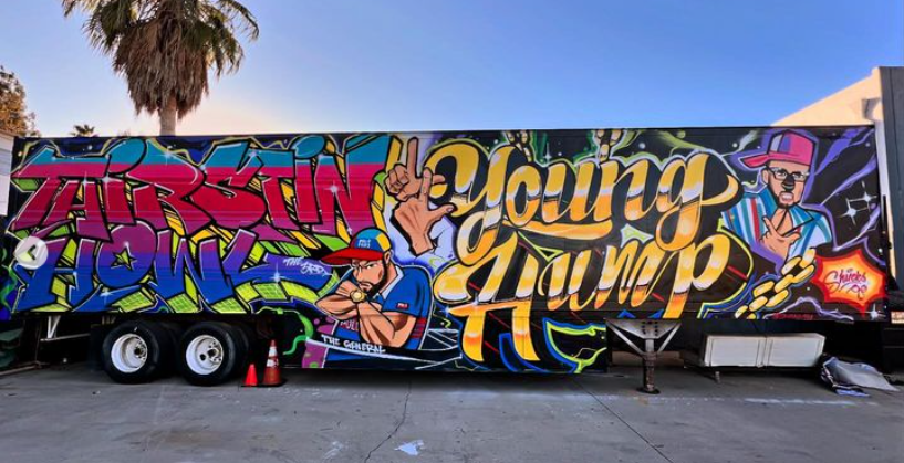 lolifemiami's tweet photo. Peace to SHUCKS™️1993©️ for creating this amazing art for @ThirstinHowl3rd and @YoungHumpDU on a 53’ ft trailer 🫡 #2LsUp #Graffiti #Lolifes #YoungHump #ThirstinHowlthe3rd #Shucks1993 https://t.co/WzDqzObxW3