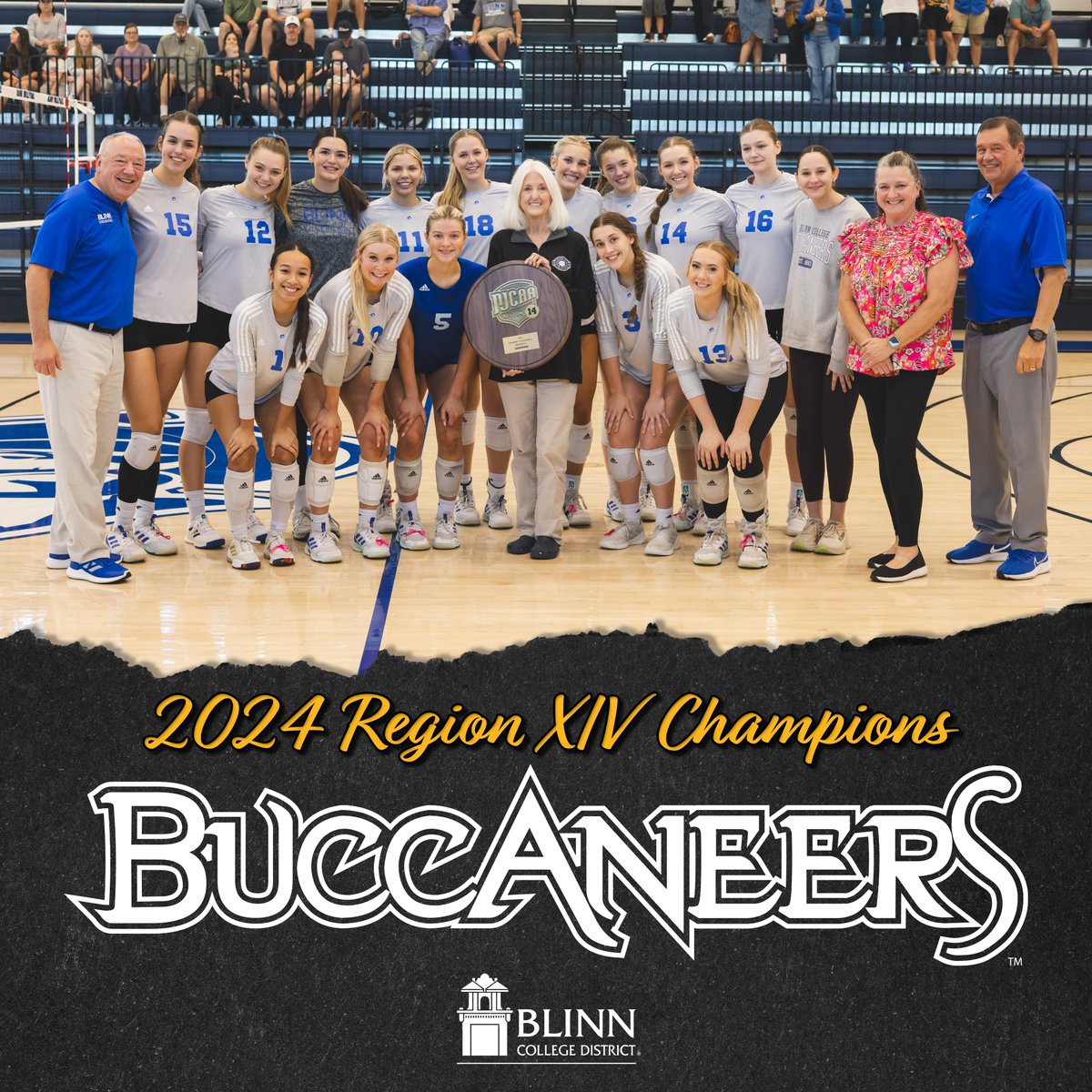BlinnAthletics's tweet image. Your 2024 Region XIV Volleyball Tournament champions, the Blinn College Buccaneers!