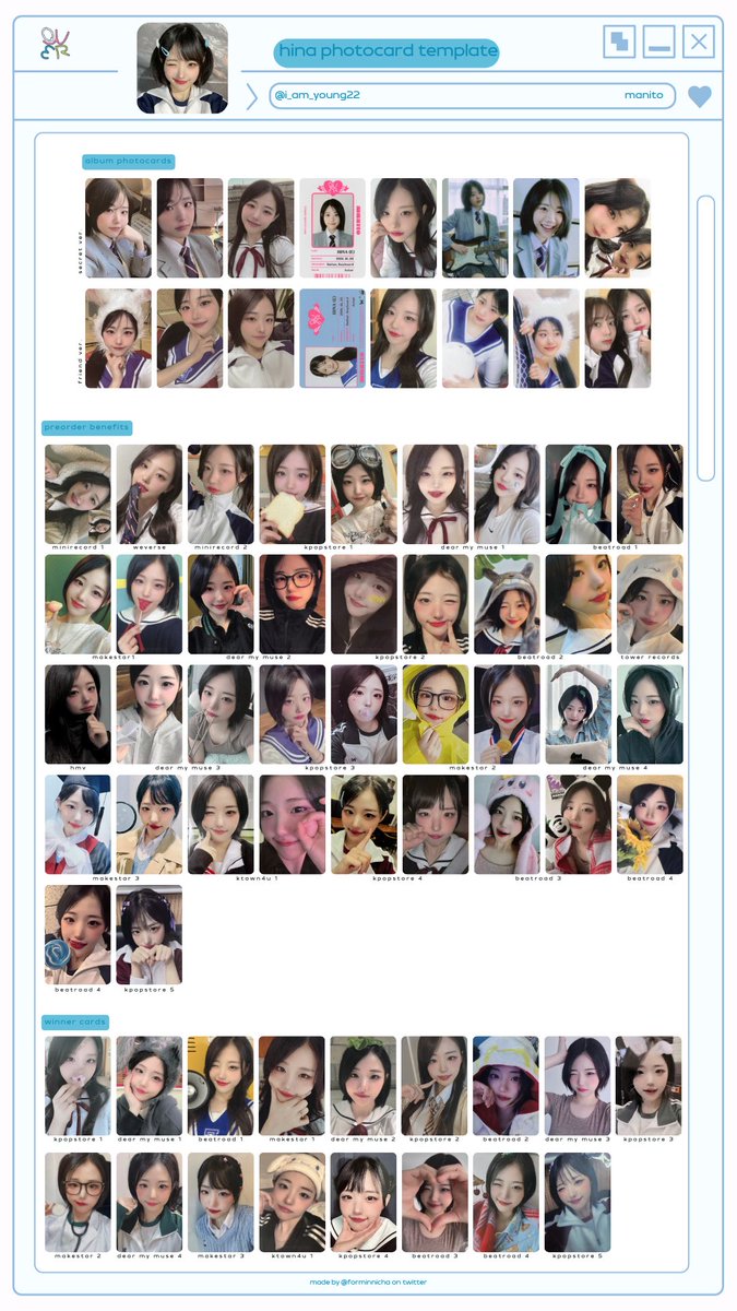 QWER | Manito photocard template by members ⋅˚₊‧ ୨୧