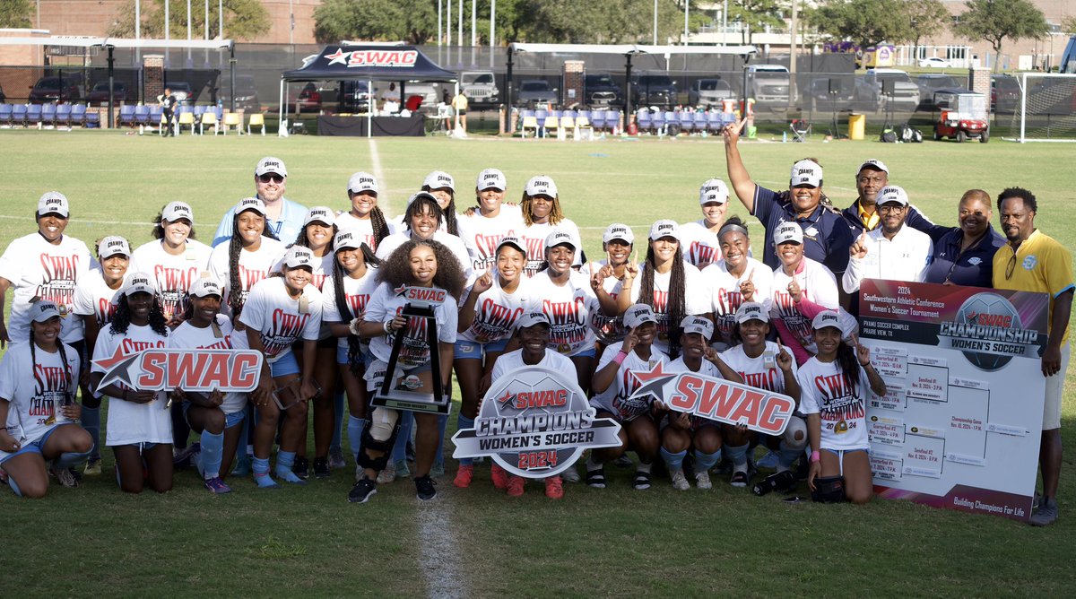 Congratulations to the Southern Jaguars for claiming the 2024 SWAC Soccer Tournament Championship Title! 

#SWACWSOC | #BuildingChampionsForLife