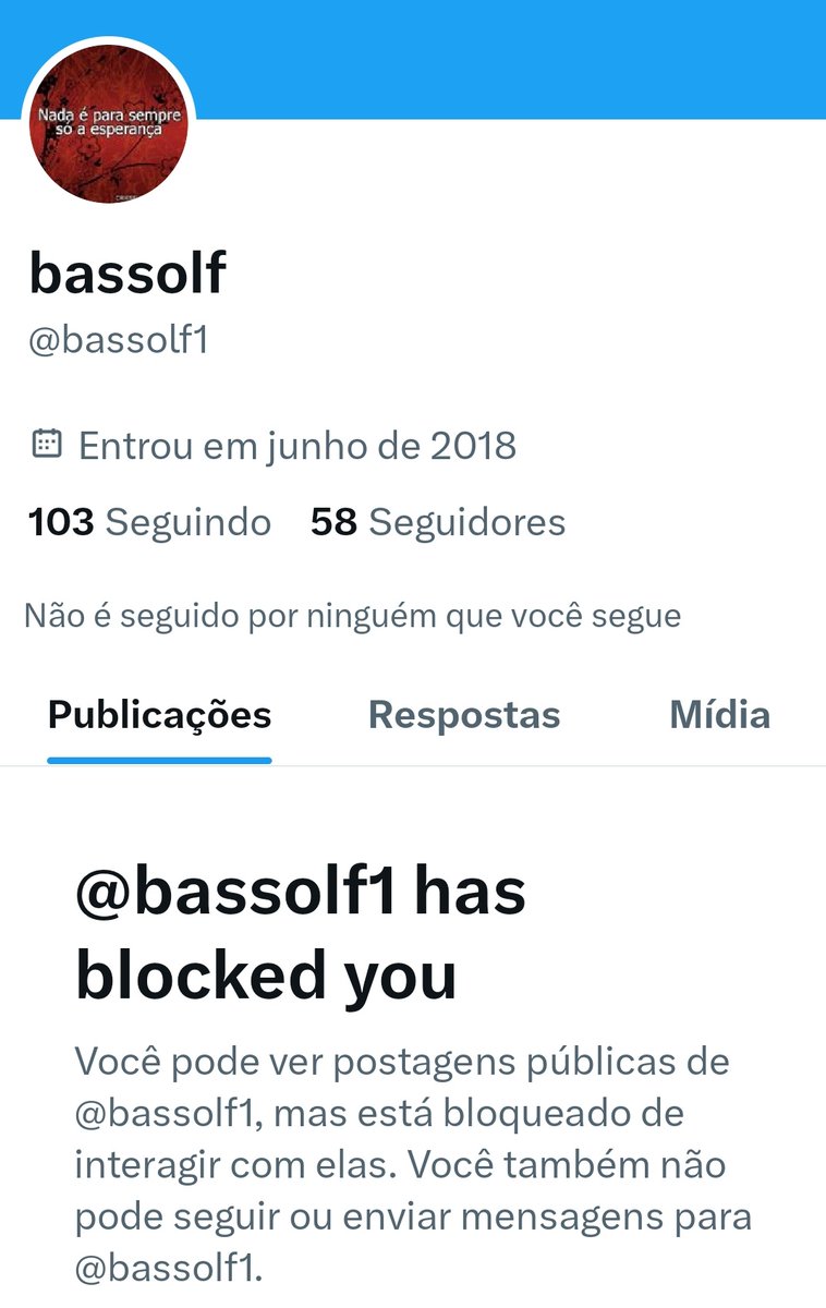 O fantoche bovino <a href="/bassolf1/">bassolf</a> me respondeu e me bloqueou kkkkk

Corajoso! Kkkk