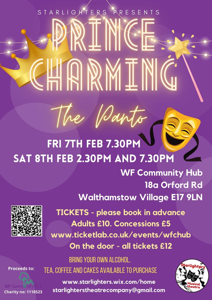 STARLIGHTERS PRESENTS - PRINCE CHARMING THE PANTO  Prince Charming is an only child.  His mother , Queen Superior wants him to have an heir &amp; has a plan to help. It is so simple, or is it?  80's vibes with music, outfits and makeup.   #theatre #community #panto