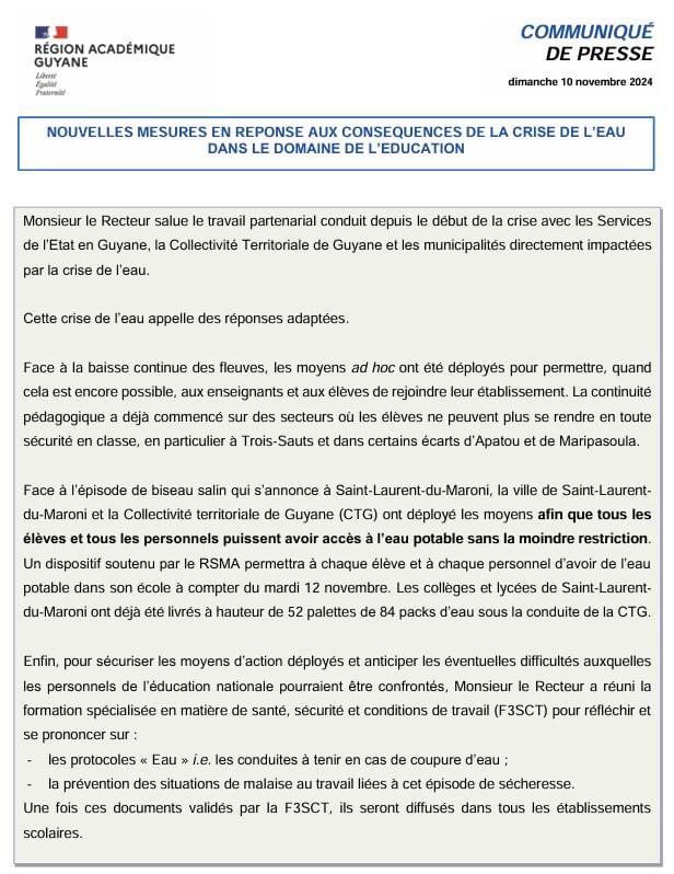 ▶️ COMMUNIQUÉ DE PRESSE
[Nouvelles mesures en réponse aux conséquences de la crise de l’eau dans le domaine de l’éducation]