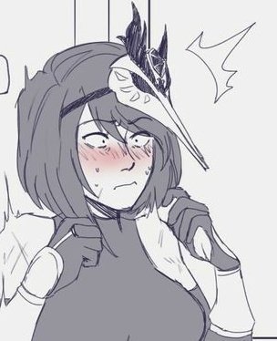 — E-e-.. Ei-sama!

-La tengu se pone nerviosa y se siente diminuta al lado de su diosa.-

—P-parezco su muñequita si me toma así..

-No sabe como reaccionar. Solo grita internamente de felicidad y muere de pena por fuera.-