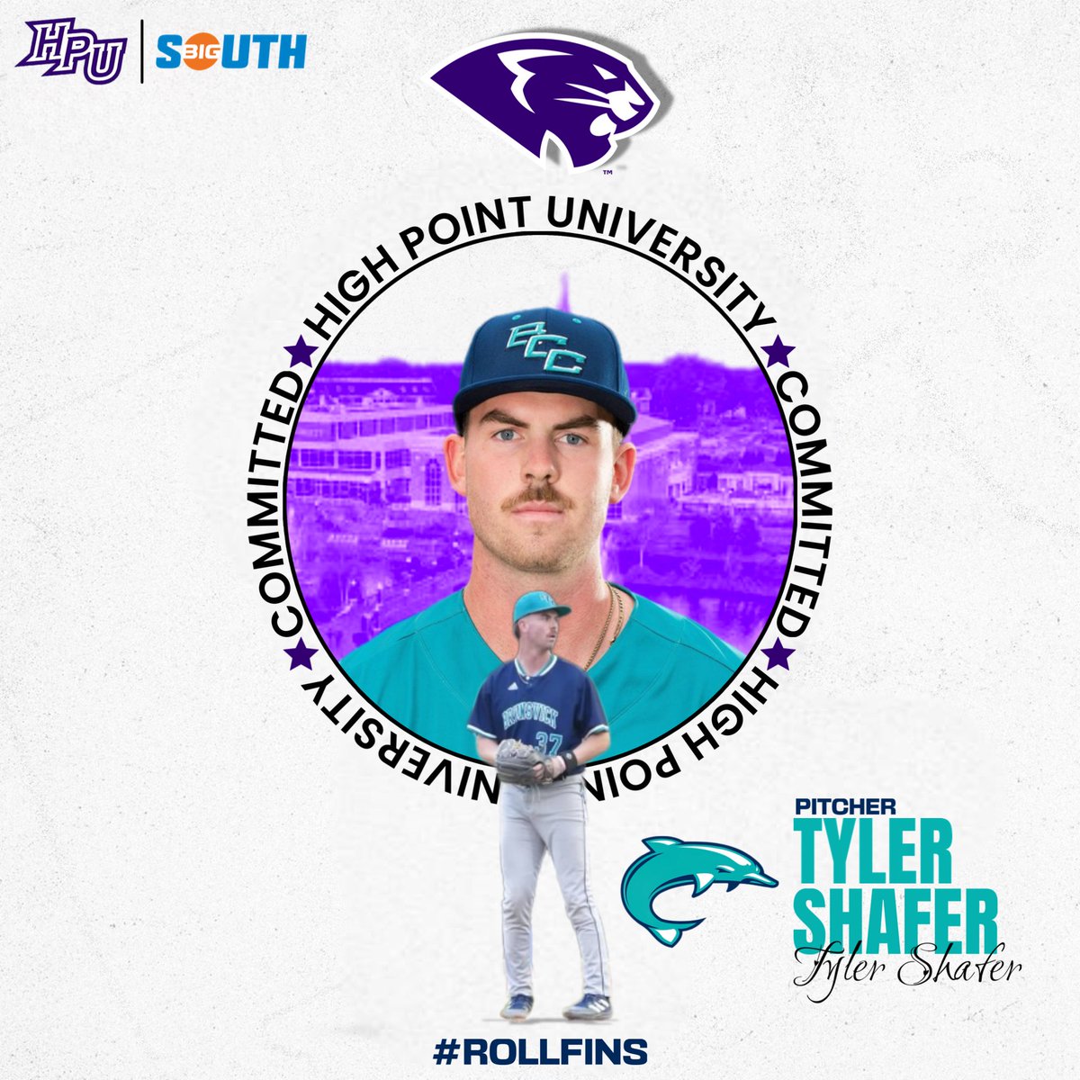 Congratulations to Tyler Shafer on his commitment to High Point University to further his academic and athletic career.  #rollfins #1296 🐬🐬