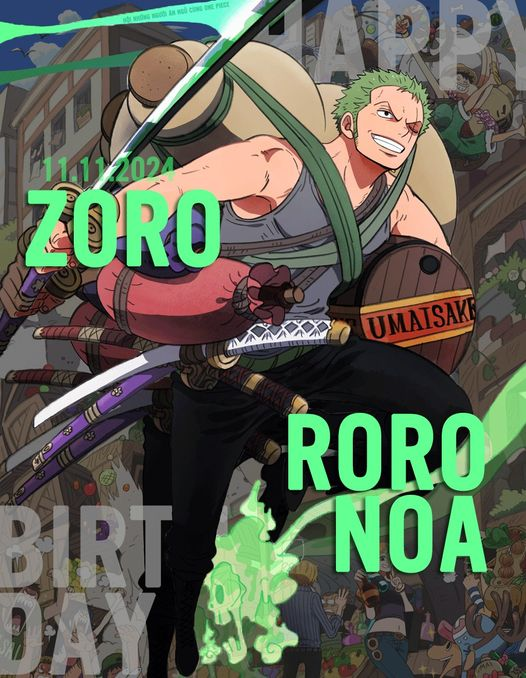 FloraPierce5's tweet photo. Happy Birthday Pirate Hunter Roronoa Zoro, 11/11!!! ☠️☠️☠️☠️☠️☠️
#Zoro https://t.co/horYl2ZH4o