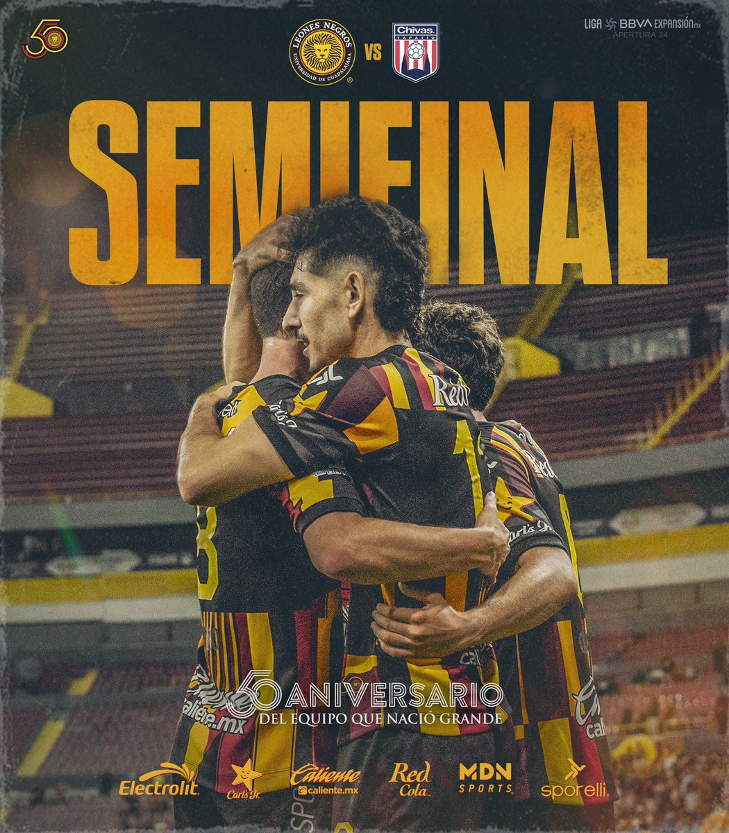 LeonesNegrosCF's tweet photo. Tenemos rival para las semifinales del 
#50AniversarioDelEquipoQueNacióGrande

¡Todo el pase a la final se define en Guadalajara!  ¡VAMOS, UDEG! 🇧🇪👏

[📆 Días y ⏰ Horarios Por Definir] https://t.co/AweRRgzOcH