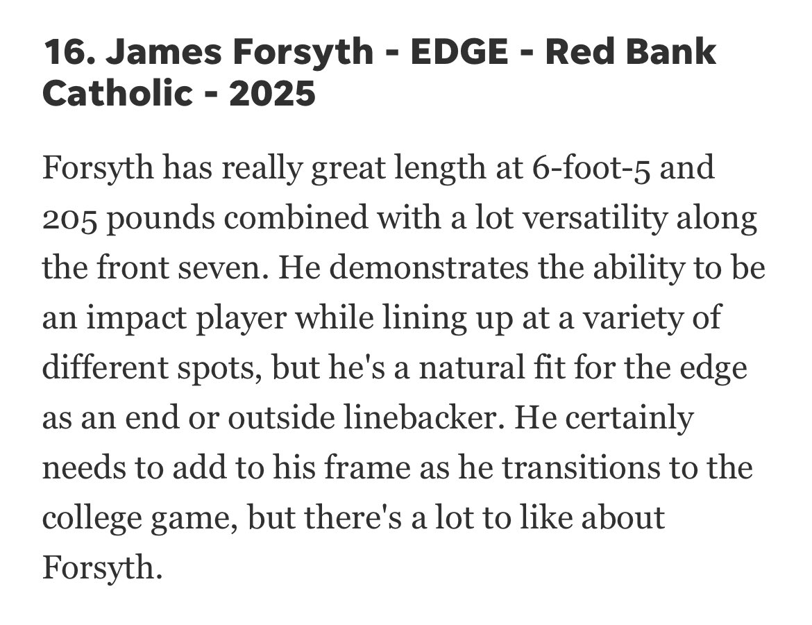 James Forsyth (@forsythjames9) on Twitter photo Thank you Asbury Park Press for ranking me as one of the top prospects for college. <a href="/APPSportsDesk/">APPSportsDesk</a>
<a href="/CoachLangeRBC/">Coach Lange</a> <a href="/KevGaul/">Kevin Gaul</a> Thank you Asbury Park Press for ranking me as one of the top prospects for college. <a href="/APPSportsDesk/">APPSportsDesk</a>
<a href="/CoachLangeRBC/">Coach Lange</a> <a href="/KevGaul/">Kevin Gaul</a>