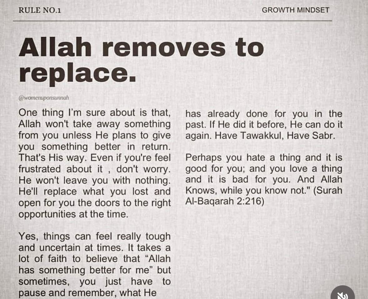 Allah removes to replace.