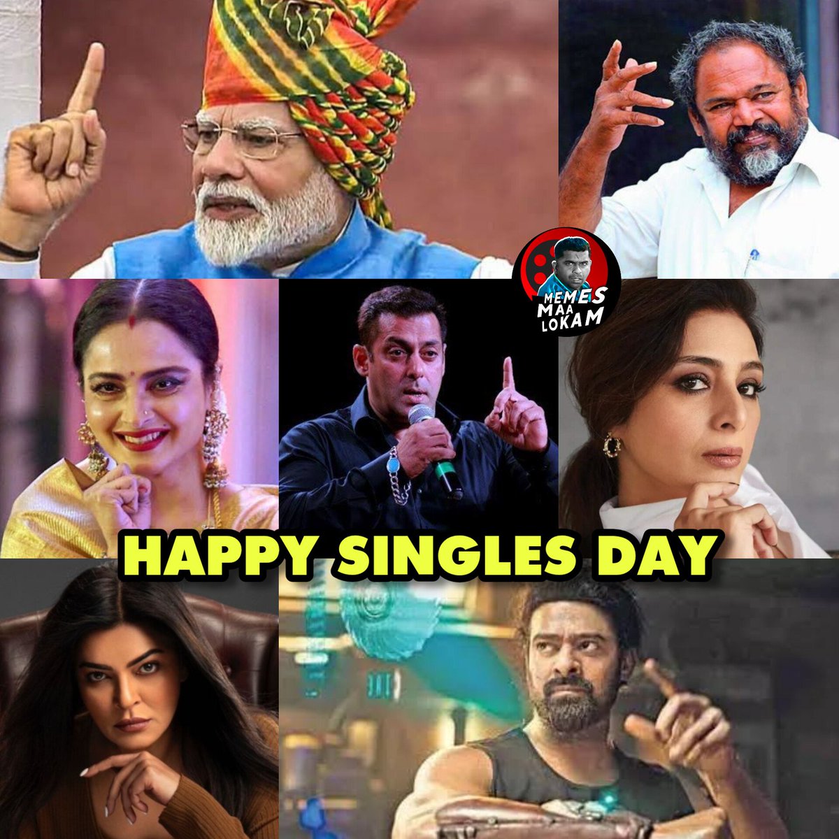 Nb4Ea's tweet photo. #HappySinglesDay ππ
#Namo #rnarayanamurthy #Rekha #SalmanKhan #Tabu #sushmitasen #Prabhas #Singles #Bachelors #Solo #sololifesobetter #Rodsingles
Follow @Nb4Ea π https://t.co/pUiXS4oNIv