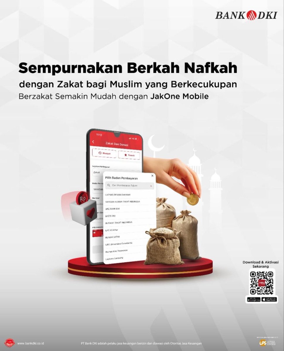 Sempurnakan berkah nafkah dengan Zakat bagi Muslim yang berkecukupan ✨ #ZakatMudah #DonasiPraktis #JakOneMobile #BankDKI #AmalDenganHati