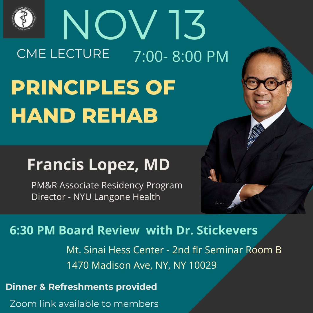 NYSPMR (@nyspmr) on Twitter photo Join us this Wed for our CME lecture with guest speaker Dr Francis Lopez Associate Residency Program Director <a href="/nyulangone/">NYU Langone Health</a>. Lecture begins at 7pm. Board review at 6:30PM. #nyspmrevents #pmr #physiatry Join us this Wed for our CME lecture with guest speaker Dr Francis Lopez Associate Residency Program Director <a href="/nyulangone/">NYU Langone Health</a>. Lecture begins at 7pm. Board review at 6:30PM. #nyspmrevents #pmr #physiatry