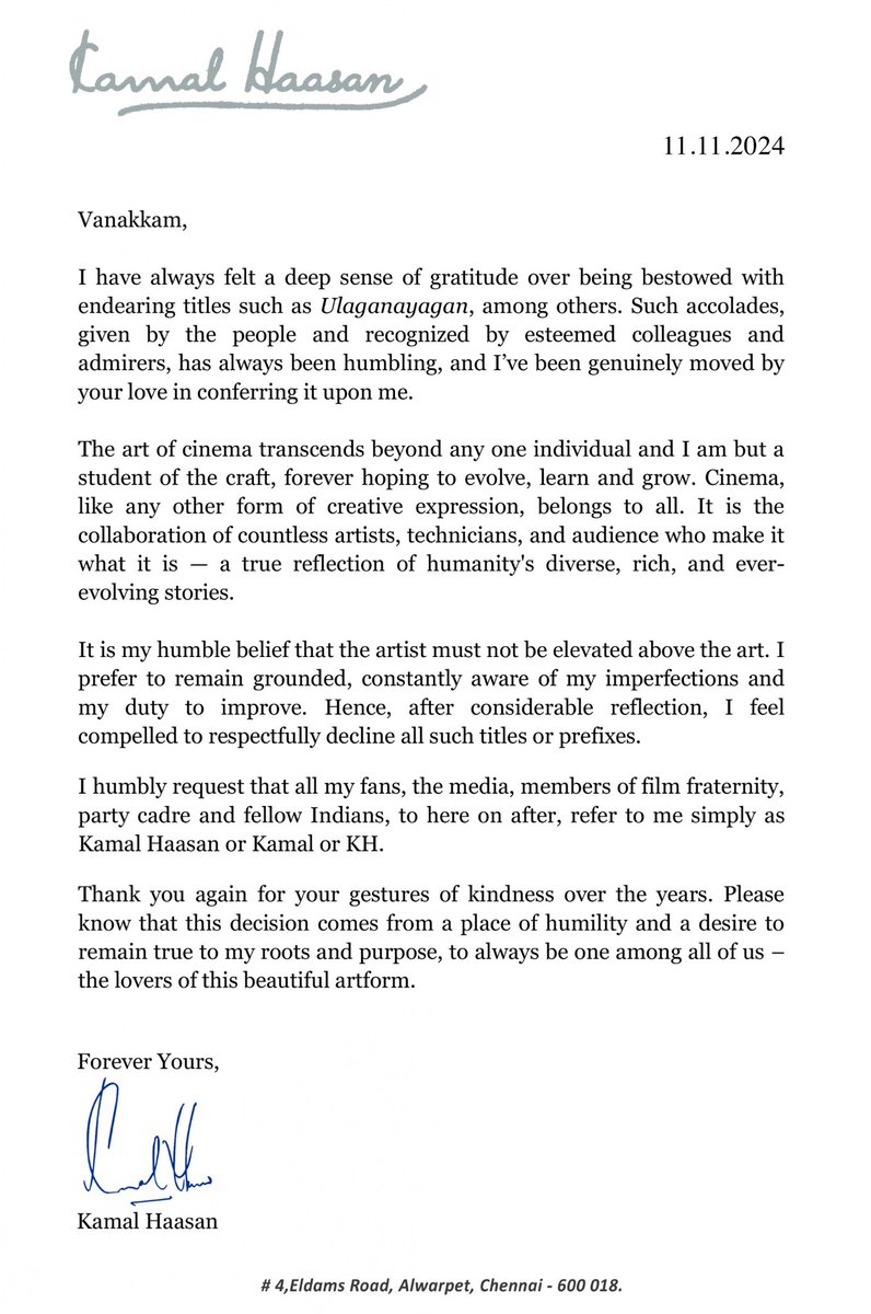 ikamalhaasan's tweet image. உங்கள் நான்,

கமல் ஹாசன்.