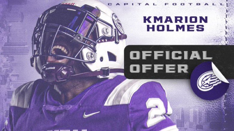 HolmesKmarion's tweet photo. #AGTG After A Great Conversation With @Coachcalexander I am Blessed To Receive My First Offer From Capital University!!🟣⚪️ 

@BooseIssac @recruitchargers @chriscutcliffe @MacCorleone74 https://t.co/7ew1Vswieu
