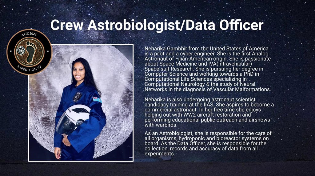 maitvfiji's tweet photo. We see it 🇫🇯🇫🇯🤩
Brilliant Neharika Gambhir, a trail blazing Analog Astronaut part of the all-girls crew of the Analog Expedition 92. Wearing the Fiji flag with pride, she’s not just reaching for the stars but inspiring the next generation of dreamers. 🚀🌠💫 

📸 Analog Astronaut Training Center

#WomenInSTEM #GirlsInScience #Fiji #TeamFiji