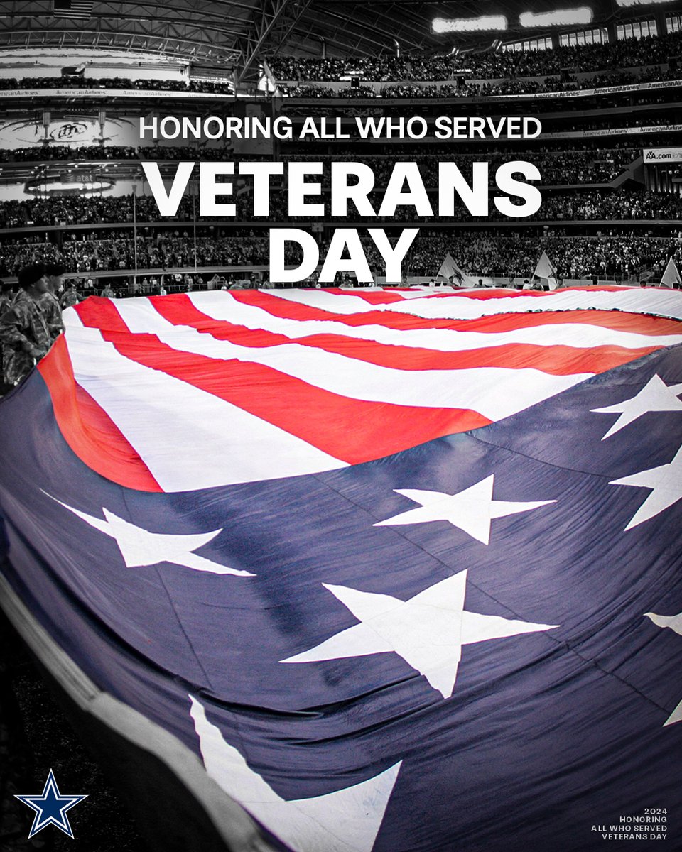 dallascowboys's tweet photo. Honoring all who served on #VeteransDay 🇺🇸 https://t.co/6m9an466uX