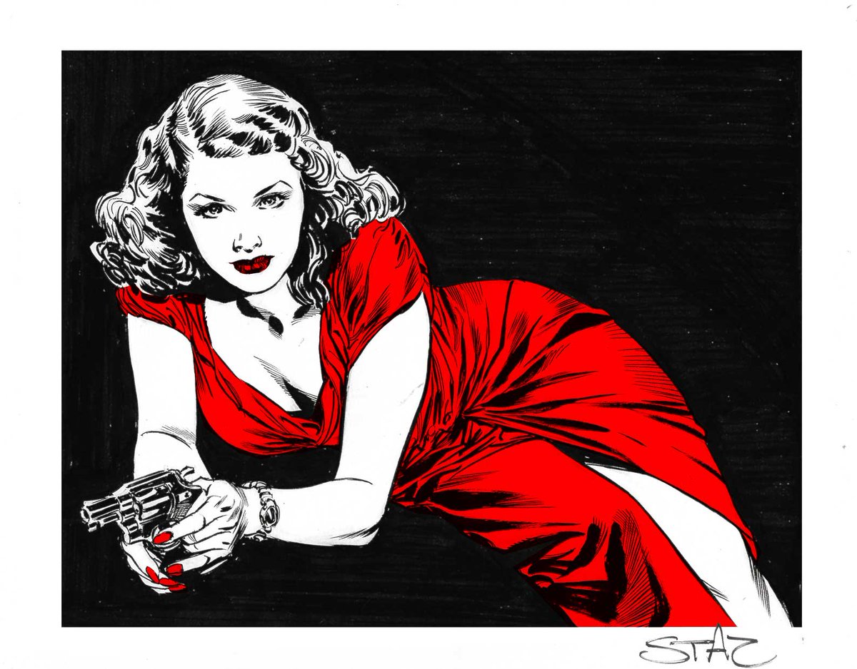 Ann Sheridan, inks &amp; red.