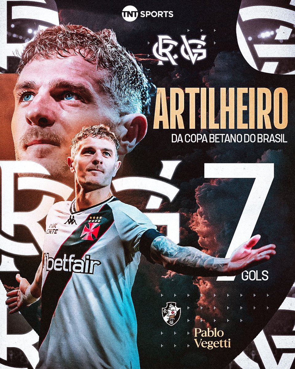 PIRATA VEGETTI É O ARTILHEIRO! 🏴‍☠️💢 

O centroavante do Vasco marcou 7 gols em 10 jogos na Copa Betano do Brasil! #CopaBetanoDoBrasil