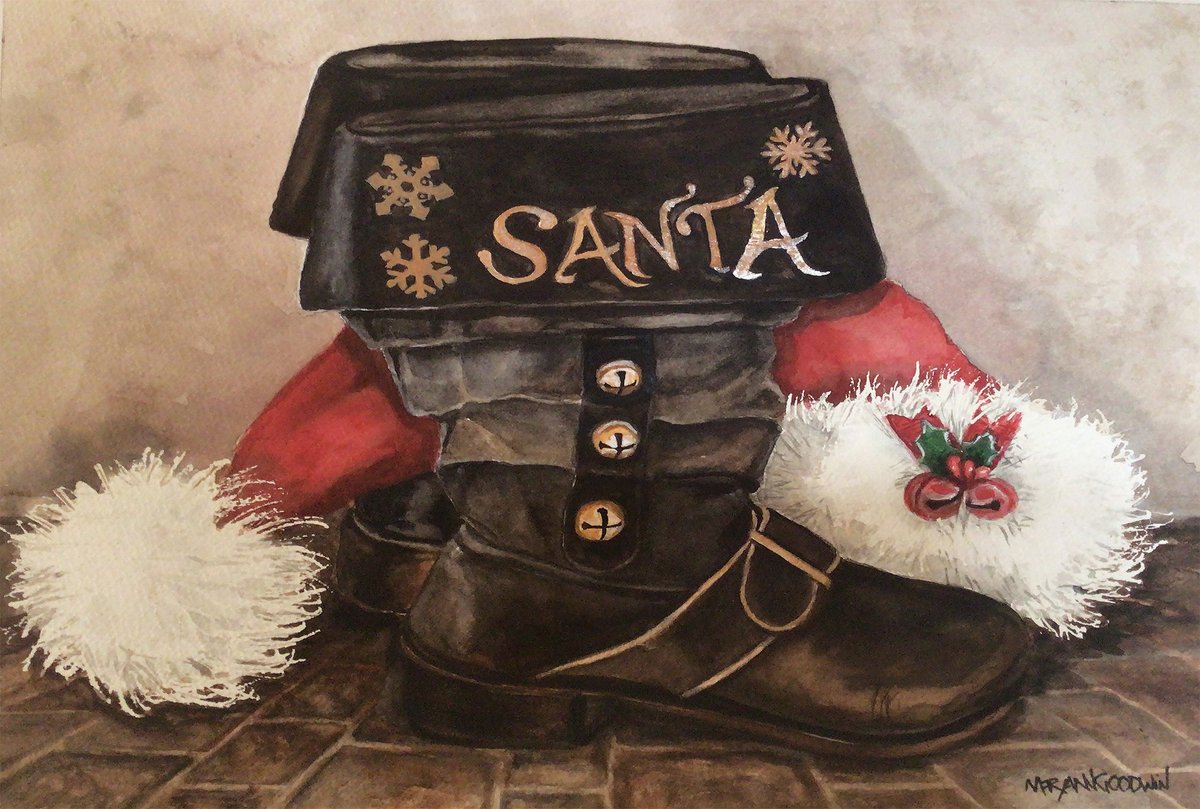 Goodwinarts's tweet photo. getting ready for the holidays. This is my latest watercolor. https://t.co/b45swVKSEM