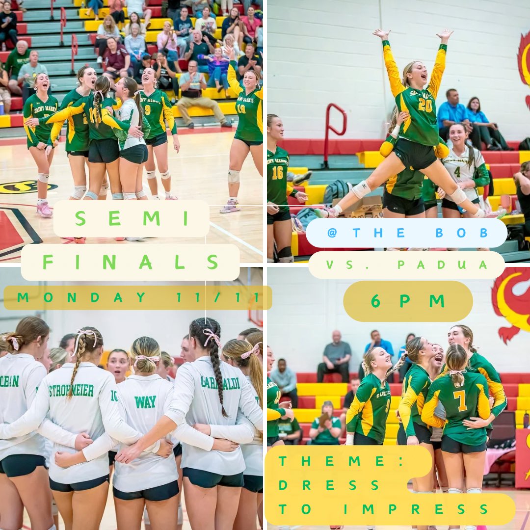 SPARTANSSP0RTS's tweet photo. Volleyball Semi-Finals!  Monday, November 11th, 6pm at the BOB.  Dress to Impress!!  Come Out and Support Your Team!!  💚💛🏐💛💚 https://t.co/gvGXF76gcB
