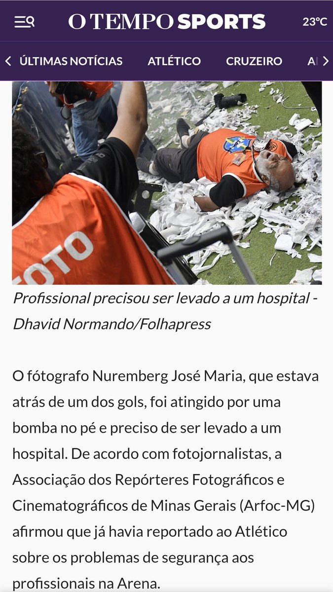 <a href="/bellexcosta/">Isabelle Costa</a> Absurdo! Infelizmente aconteceu com um fotógrafo. Foi atingido por uma bomba, fraturou 3 dedos do pé, estourou os tendões e teve que ir para o hospital fazer cirurgia