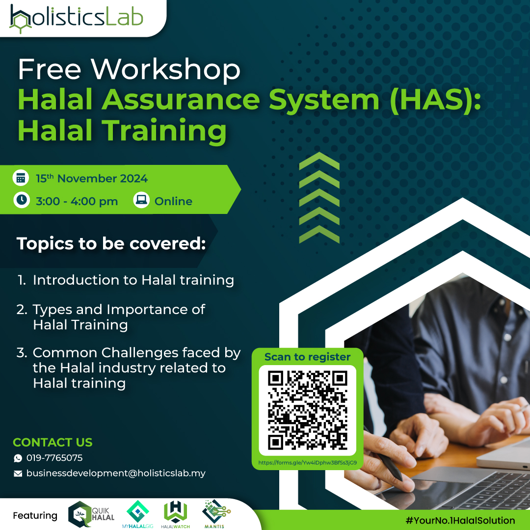 Holistics_Lab's tweet photo. Exciting Friday Workshop is Coming👋🏻!

Do you want to apply for Malaysian Halal certification? Do companies need to send all their workers for Halal training to get Malaysian Halal certification? Don’t worry, we’ll clear up all your doubts! https://t.co/RpQTedxa1v