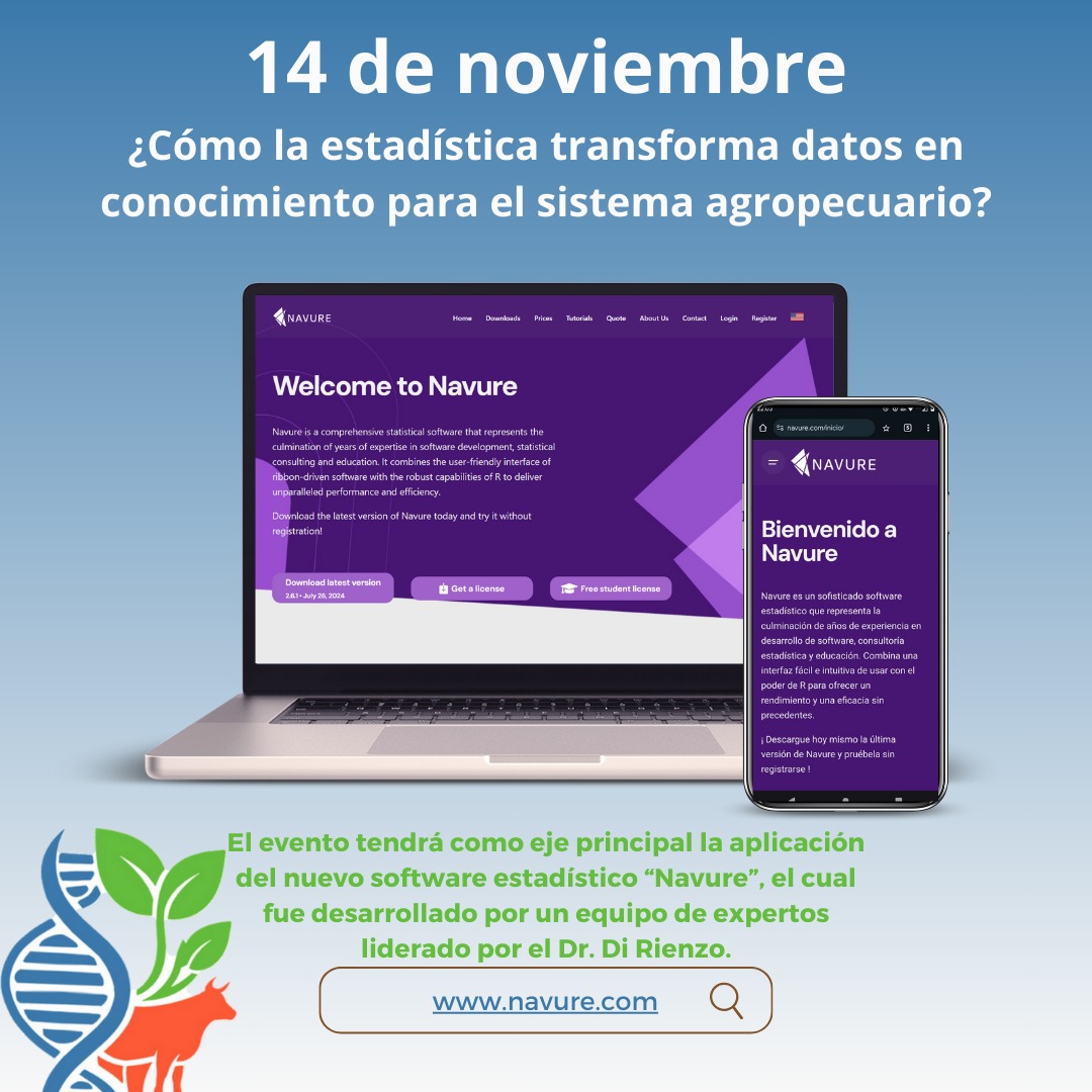 RedMejoramiento's tweet photo. ⌛Cuenta regresiva para el WORKSHOP a cargo del Dr. Julio Di Rienzo 🌿🐐Este 14 de noviembre te esperamos para el evento "¿Cómo la estadística transforma datos en conocimiento para el sistema agropecuario?", cuyo eje principal es la aplicación del software estadístico "Navure"📊 https://t.co/8Ba1kHSYqw