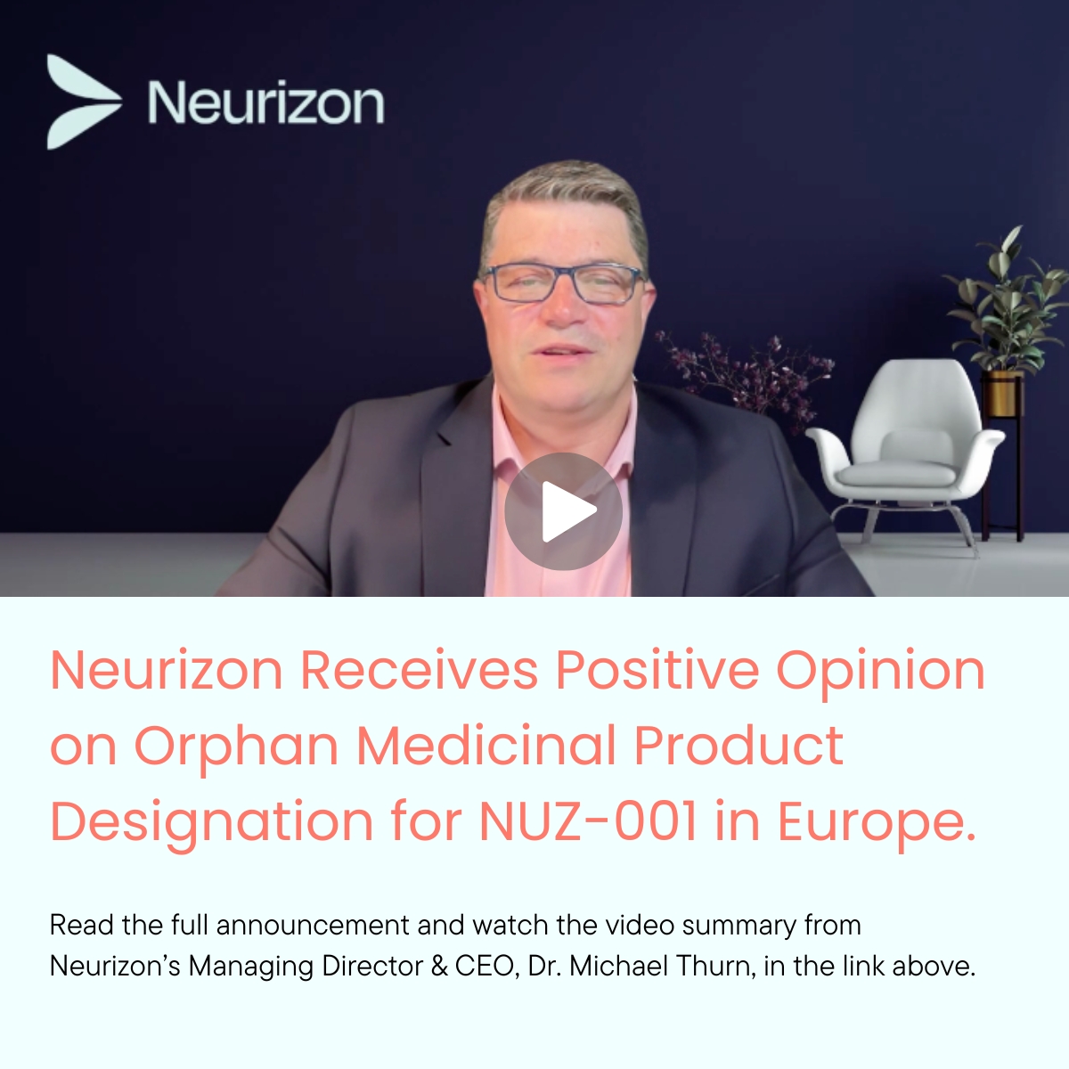 European Medicines Agency (EMA) has issued a positive opinion on Orphan Medicinal Product Designation (OMPD) for our lead ALS drug candidate, NUZ-001. 

Read the full announcement here: investorhub.neurizon.com/announcements/…
