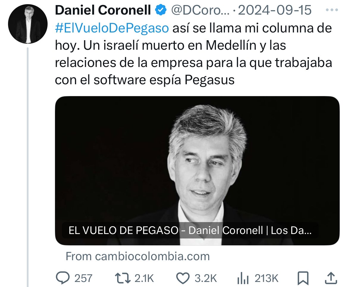 Recordemos que hace dos meses, <a href="/DCoronell/">Daniel Coronell</a>, en una burda teoría conspirativa, insinuó que el israelí muerto en Medellín estaba detrás del ‘espionaje’ con Pegasus. ¿Cuántas más ‘investigaciones’ como estas quedan sin rectificar? ¿Cuántas narrativas falsas se han tragado los