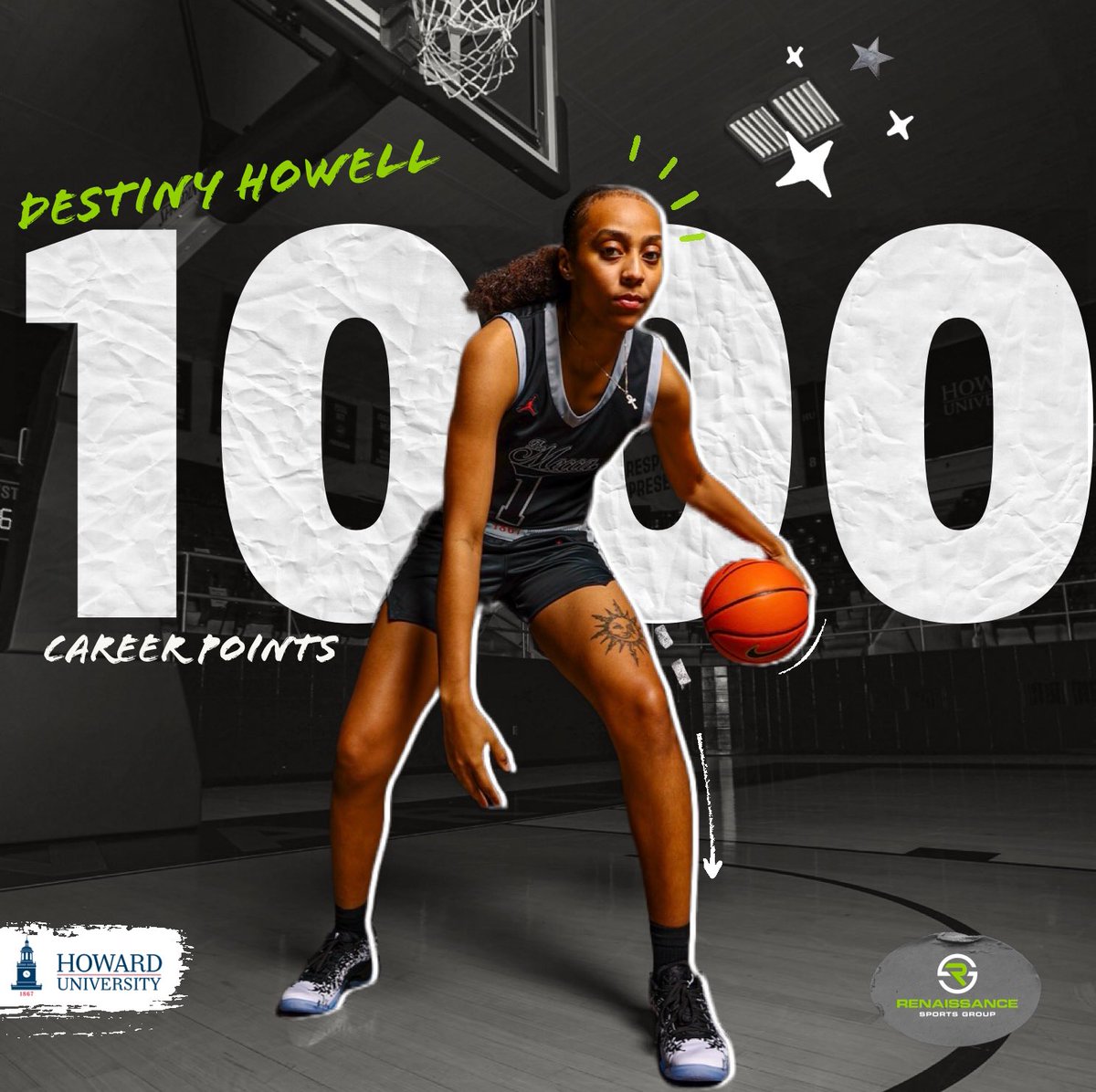 Join us in celebrating team Renaissance’s, Destiny Howell. Today, Destiny surpassed the 1,000 career point mark and further solidifies herself in the illustrious history of Howard University women’s basketball.