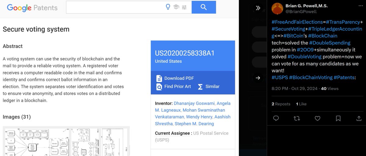 BrianGPowell's tweet image. Great @RealDonaldTrump those r obviously great ideas! &amp;amp; why not push #BlockChainVoting too which =#FreeAndFairElections+#BitCoin~ #TripleLedgerAccounting of votes wherein voters can audit votes in #RealTime+#Citizens can vote for multiple candidates+#USPS #Patents already exist: