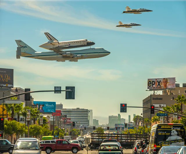 Shuttle flyover, LA, 2012