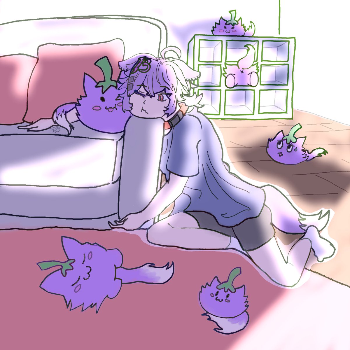 azukatsushi's tweet image. Day 10 of NegNasu November (Day 315) THE STRUGGLE, I laze around sometimes too LOL #neggplanted #NegNasuNovember