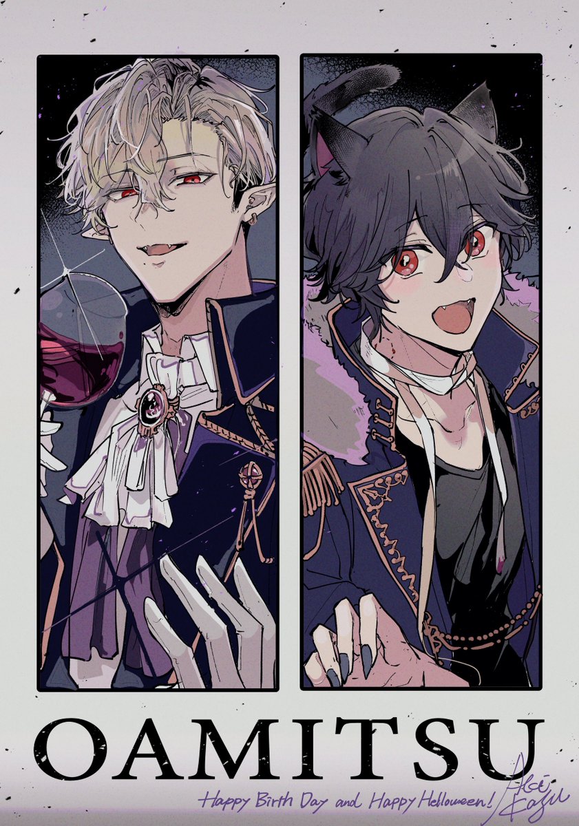 akiduki_kd's tweet photo. 淳さんHappyBirthday &amp; HappyHalloween🦇
#おあ貢　#創作BL https://t.co/Mj0zFHmE6e