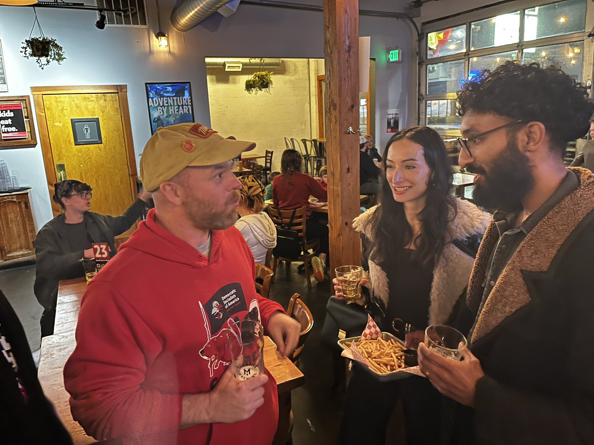 PortlandDSA's tweet photo. PACKED house at our post election party celebrating the victory of our candidates @mitch4portland &amp; @TeacherTiff4PDX — big energy to gird ourselves for the fight ahead! https://t.co/nsqfPHwflw