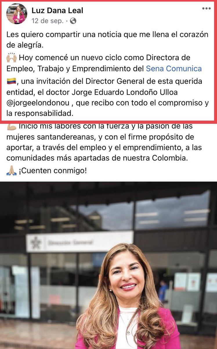 Danielbricen's tweet photo. 11. Luz Dana Leal pareja sentimental del señor Carlos Ramón González está nombrada como Directora de Empleo, Trabajo y Emprendimiento del SENA https://t.co/E36gvXjSjz
