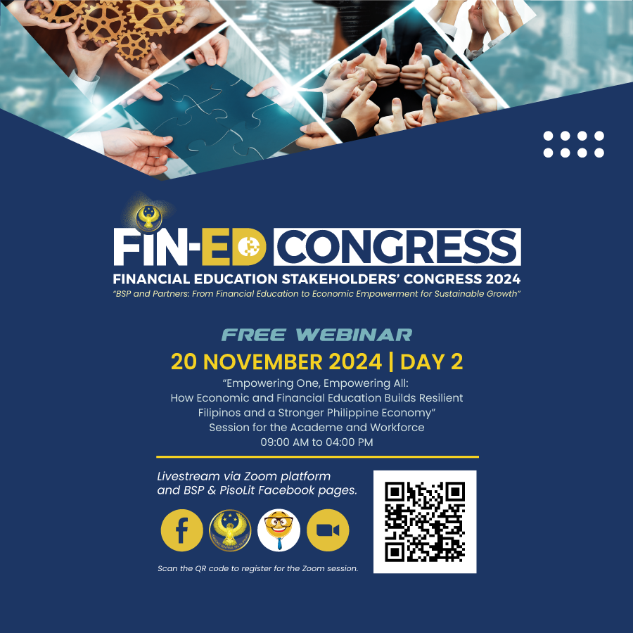 PisoLit's tweet photo. ✨To join, you have two options:
🔴 Register for Zoom: https://t.co/2EMJmJ4Bcz

👀 Stream via FB - BSP or PisoLit

➡️Learn more about the event here: https://t.co/IFTKUu6Rti

#BSP #2024FinEdCongress #FinancialEducationPH #EconomicStrength https://t.co/nF32YvS6bm