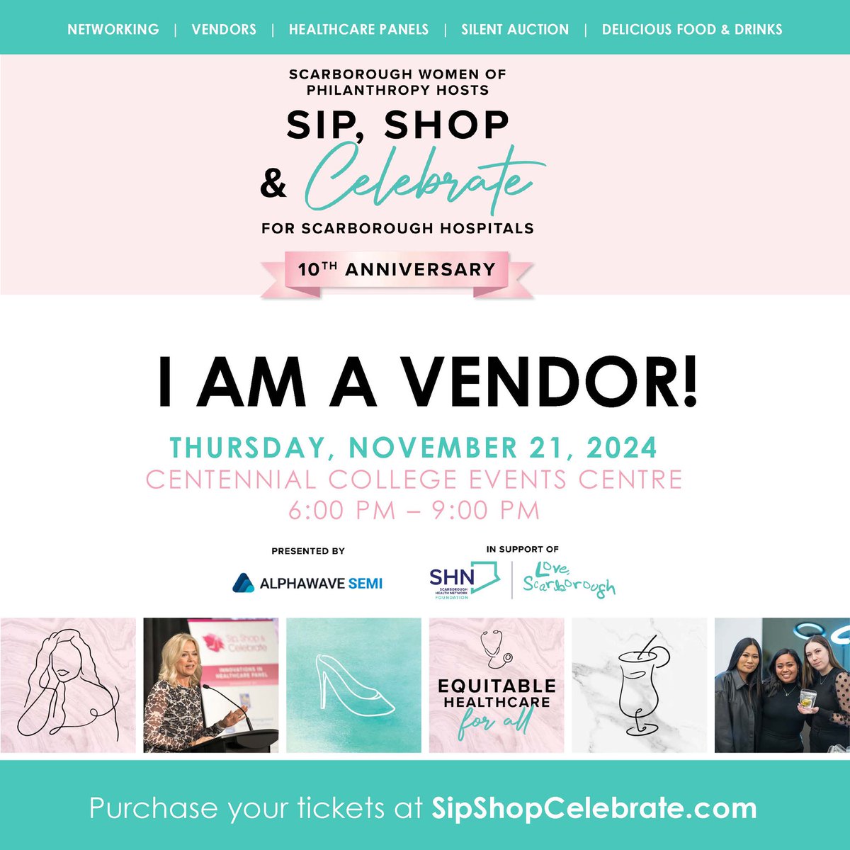 scarboroughtees's tweet photo. We are excited to be a vendor at Sip, Shop &amp; Celebrate on Nov 21! 🎉 Join us at Centennial College for networking, healthcare panels, a silent auction &amp; great food—all supporting equitable healthcare for Scarborough Hospitals! 💙 Tickets: https://t.co/MxSMJd988x #HealthcareForAll https://t.co/oZSeX3tjYb