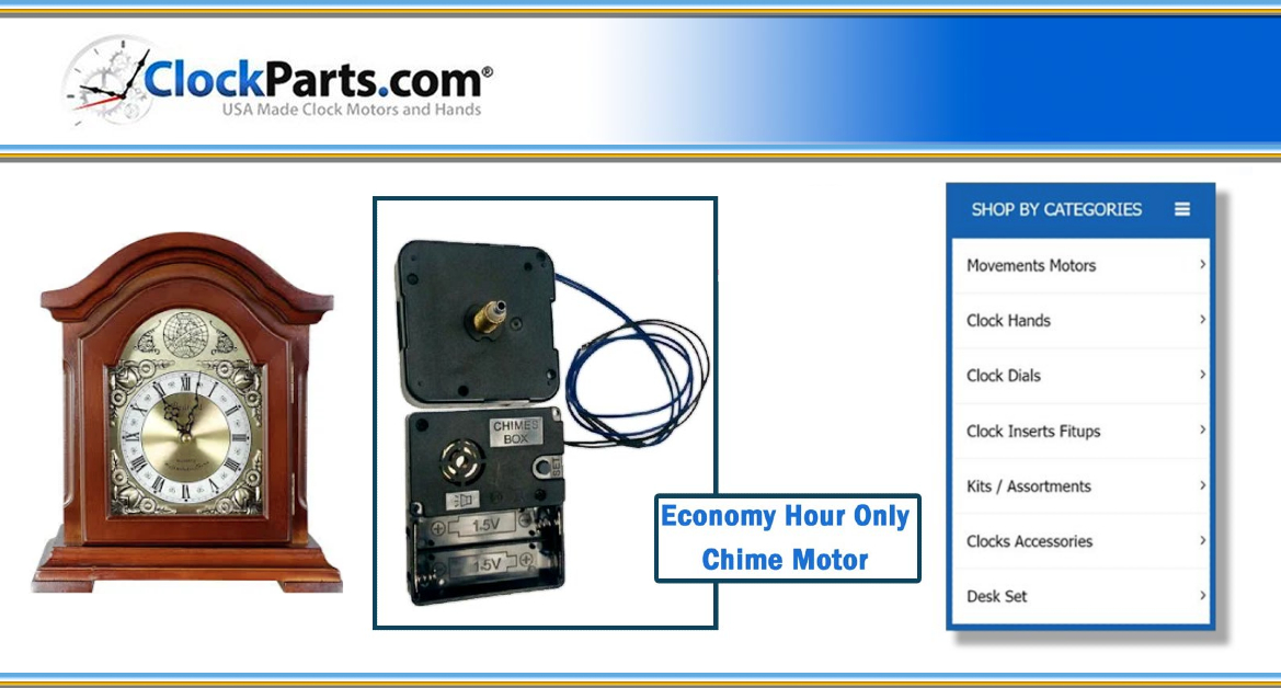 ClockPartsCom's tweet image. Get our Westminster Chime #ClockMotor, and choose a free pair of hour &amp;amp; minute #clockhands (under 5") from 45+ styles! Plus, it’s fully compatible with our PD200 Pendulum Drive. clockparts.com/economy-hour-o…  #ClockParts #ClockRepairParts