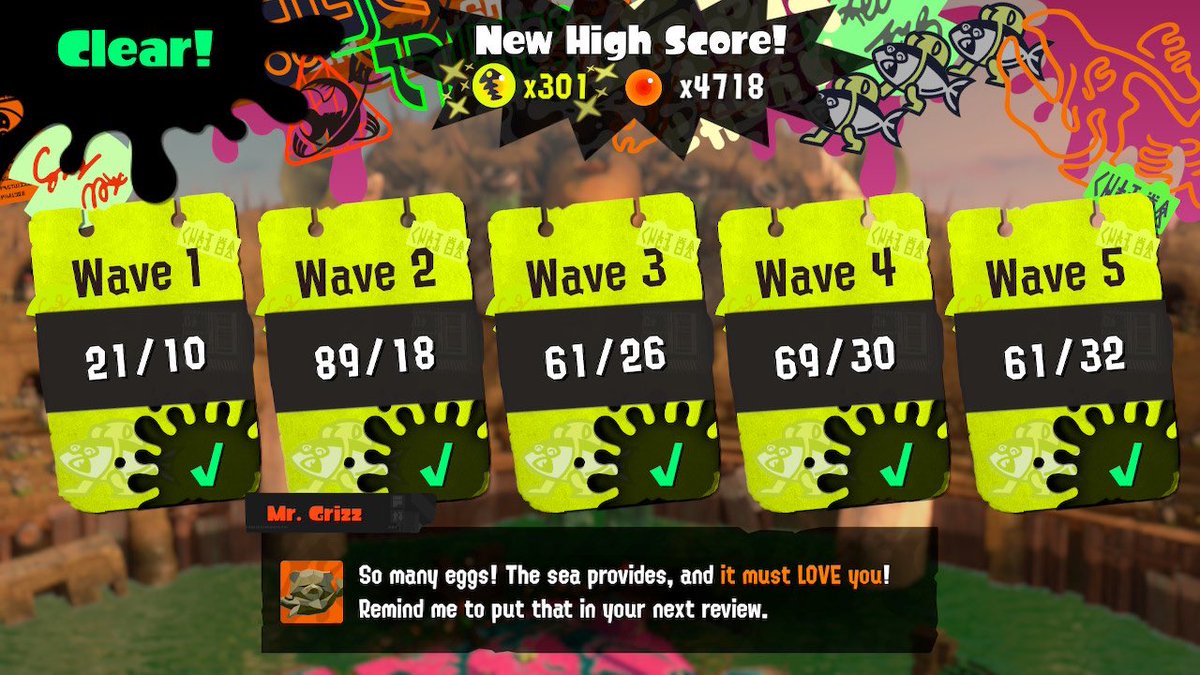 BrandyAki's tweet photo. 301 EGGS IN BONERATTLE ARENA EGGSTRAWORK!!! Thank you to my squad for the session! It was so much fun, and we did it!!!♥️
#Eggstrawork #SalmonRun #Splatoon3 https://t.co/vYaWgh0hBn