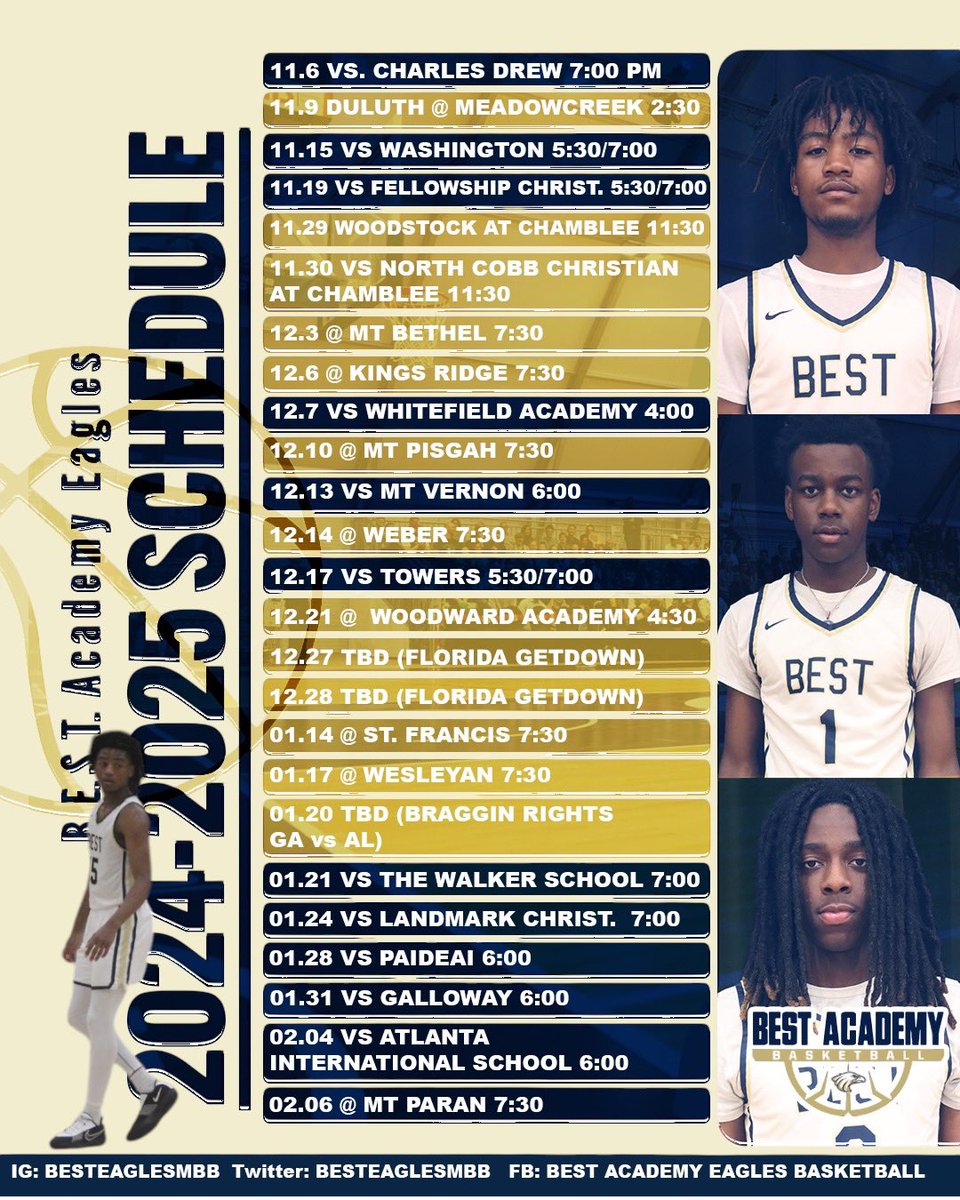 BestEaglesMBB's tweet image. 2024-2025 B.E.S.T. ACADEMY EAGLES MEN’S BASKETBALL
#ProtectTheNest #GROW
See you in the gym!