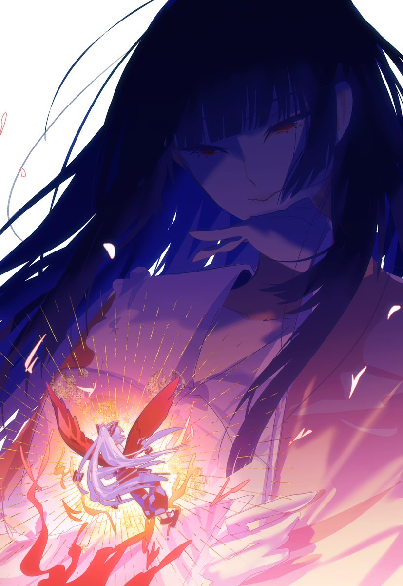 「辉夜姬与永啼鸟」
  
#東方Project 
#蓬莱山輝夜 
#藤原妹紅