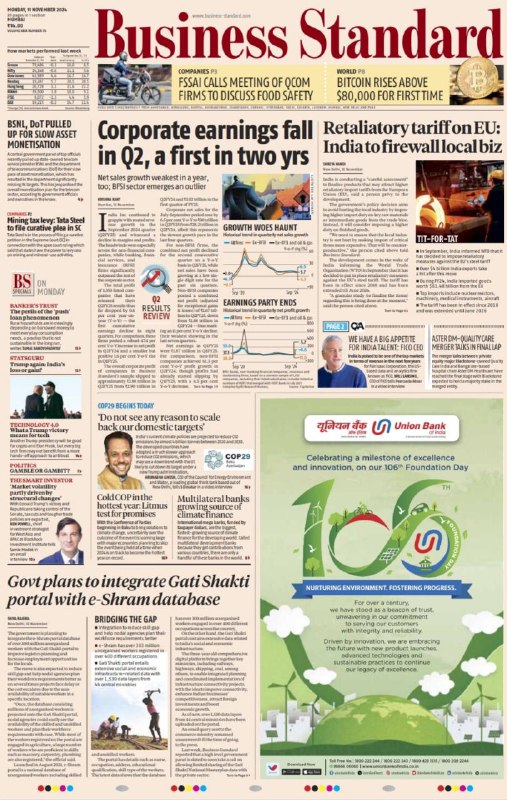Good Morning! Take a look at today's Business Standard front page. 

Read the stories on: business-standard.com