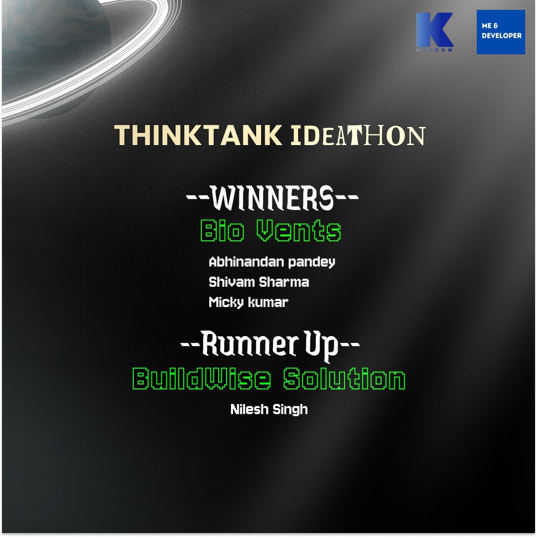 Kaizen_techsoc's tweet photo. Cheers to the ThinkTank IdeaThon champs! 🏆
Their innovative ideas and stellar presentations blew us away! Here's to making ideas come alive!
#KaizenTechSoc #ThinkTankIdeathon #Innovation https://t.co/TyvHIwUanB