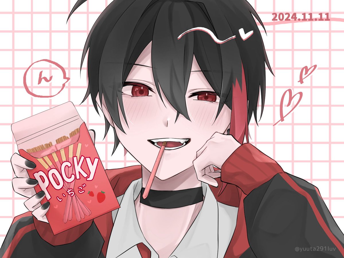 しぇあはぴ🍫🍓𓈒𓏸 #ポッキーの日 #KAITOストーリー #イラスト