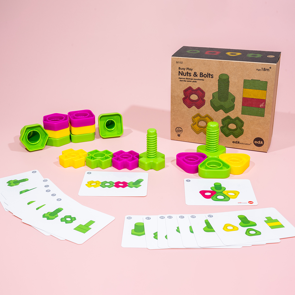 edxeducation's tweet image. Get hands-on with Busy Play® Nuts and Bolts! 🛠️ Perfect for little engineers to explore shapes, matching, and fine motor skills while having fun assembling colorful nuts and bolts. #BusyPlay #NutsandBolts #EdxEducation #HandsOnLearning #STEAMToys #MakingMathFun