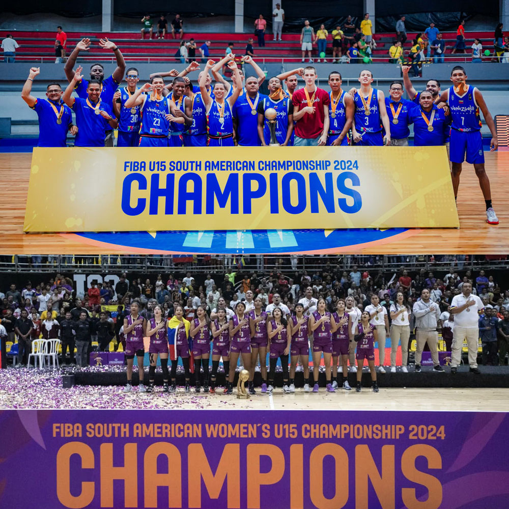 Inédito en el baloncesto venezolano: 

Selección masculina y femenina de una categoría salen campeonas en el mismo año. 

2024: Sudamericano U15. 🏆🏆